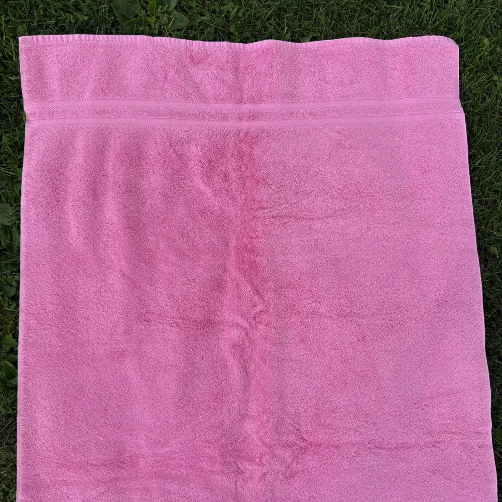 Ralph Lauren Bath Towel Large Pink 100% Cotton Made USA Solid Dobby Border VTG
